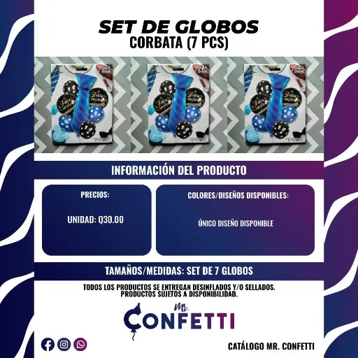 Set de 7 Globos Corbata