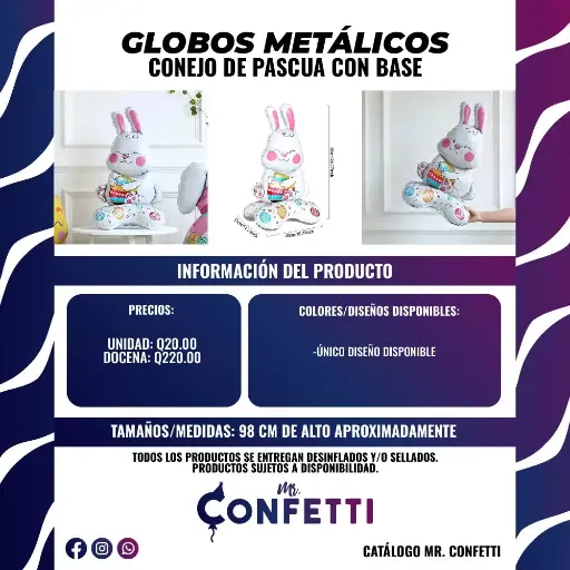 Metálicos Conejo de Pascua con base