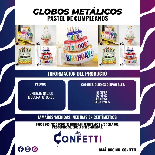 Metálicos Pastel de Cumpleaños