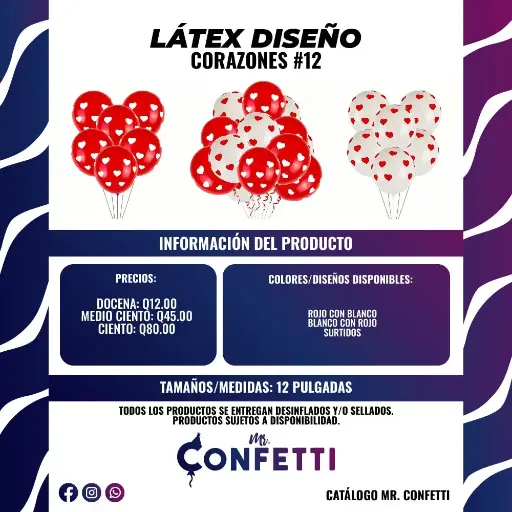 Látex #12 diseño Corazones