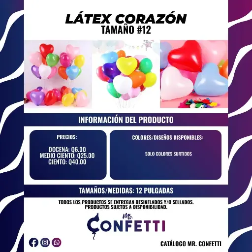 Látex #12 Corazones surtidos