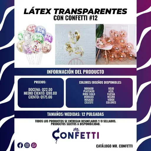 Látex Transaparentes con Confetti #12