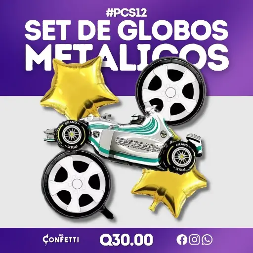 Set de 5 PCS Carro de Carreras Plateado #PCS12