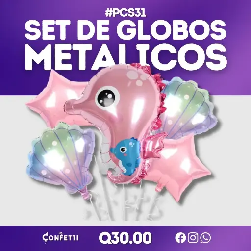 Set de 5 PCS Caballito de Mar Rosado #PCS31