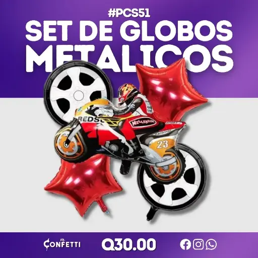 Set de 5 PCS Motocicleta Roja #PCS51
