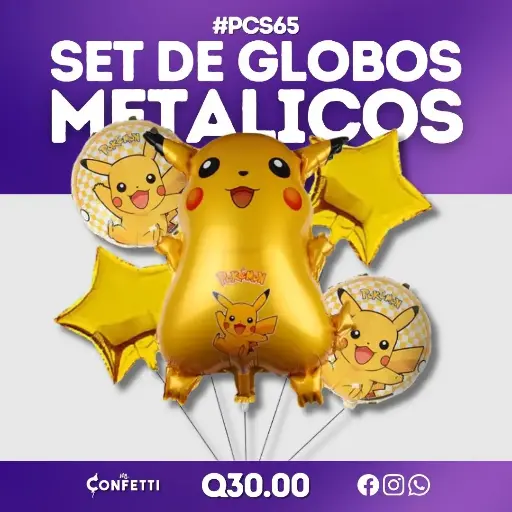 Set de 5 PCS Pikacgú Pókemon #PCS65