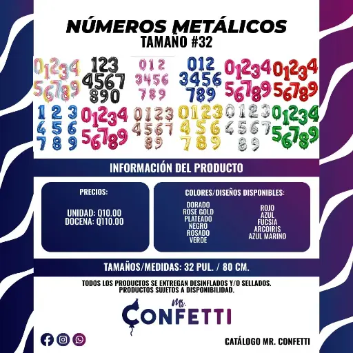 Números Metálicos de 32 pulgdas