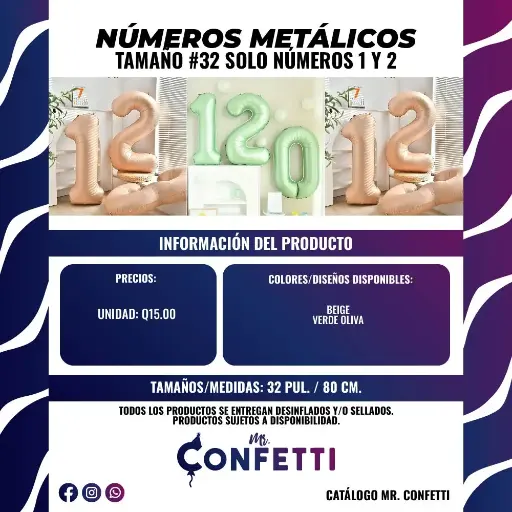 Números Metálicos de 32 Pulgadas