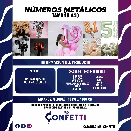Números Metálicos de 40 pulgadas