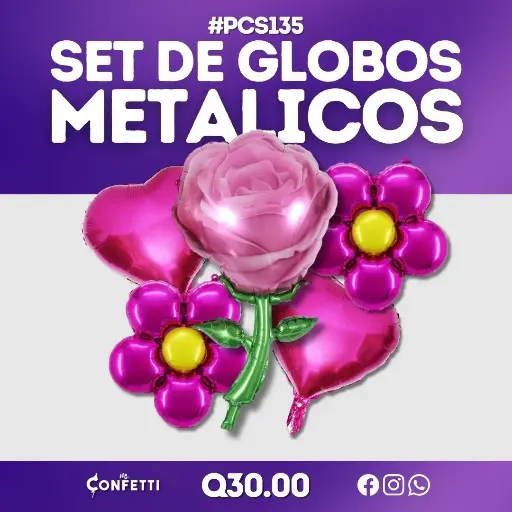 Set de 5PCS Rosa Rosada #PCS135