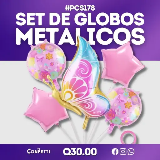 Set de 5PCS Mariposa borde Dorado #PCS178