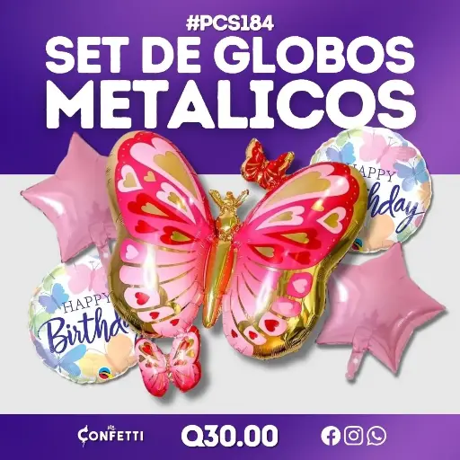 Set de 5PCS Mariposa de Corazones #PCS184