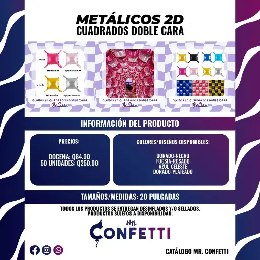 Metálicos 2D Cuadrados doble cara