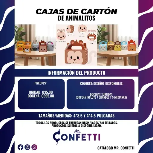 Cajas de Cartón de Animalitos