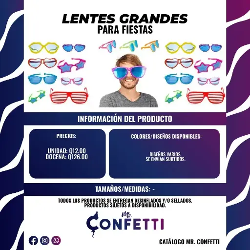 Lentes Grandes para Fiestas