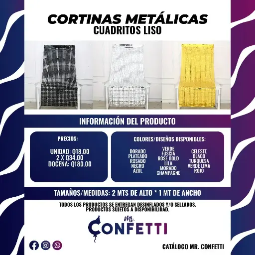 Cortinas metálicas Cuadritos lisos